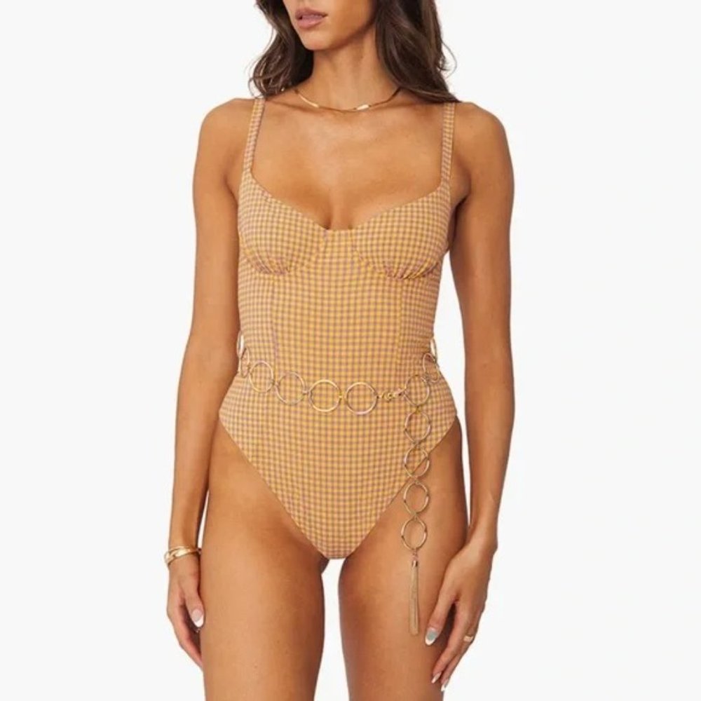 🐚WE WORE WHAT Danielle Retro Gingham One-piece Swimsuit